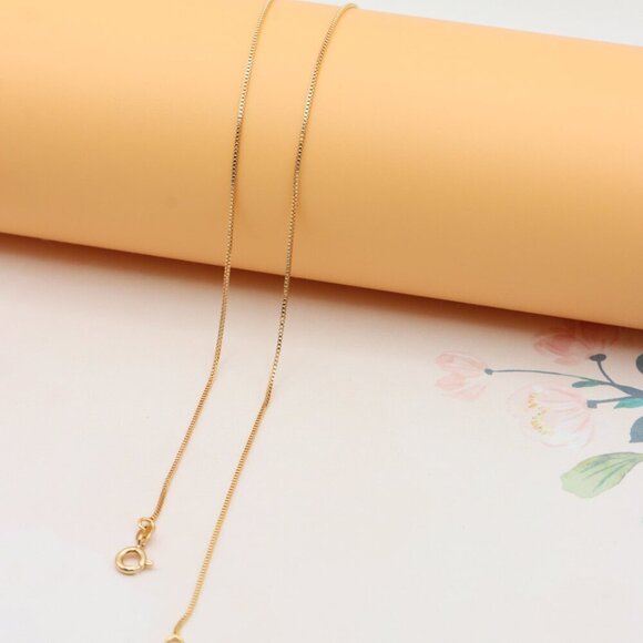 Sleek Rose Gold Box Chain Necklace Minimalist Style, XPNL0296 - Picture 9 of 12